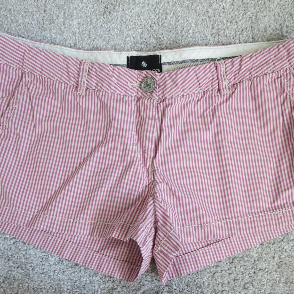 Maison Scotch Striped Logo Chino Crop Shorts Sz 27